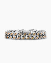Curb Chain Bracelet in Sterling Silver with Orange Sapphires, 11.5mm